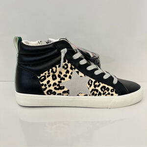 Vintage Havana Leopard High Top Sneakers Size 9 Star Distressed Zip Shoes